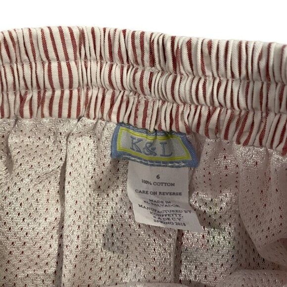 NEW K&L Sz 6 Red Seersucker Embroidered Sailboat Swim Trunks - Picture 5 of 5